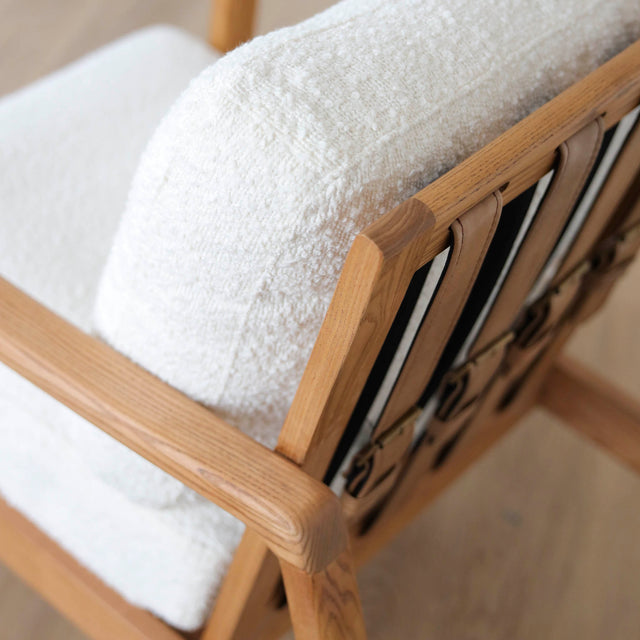 Fauteuil en tissu bouclé crème - Lucien