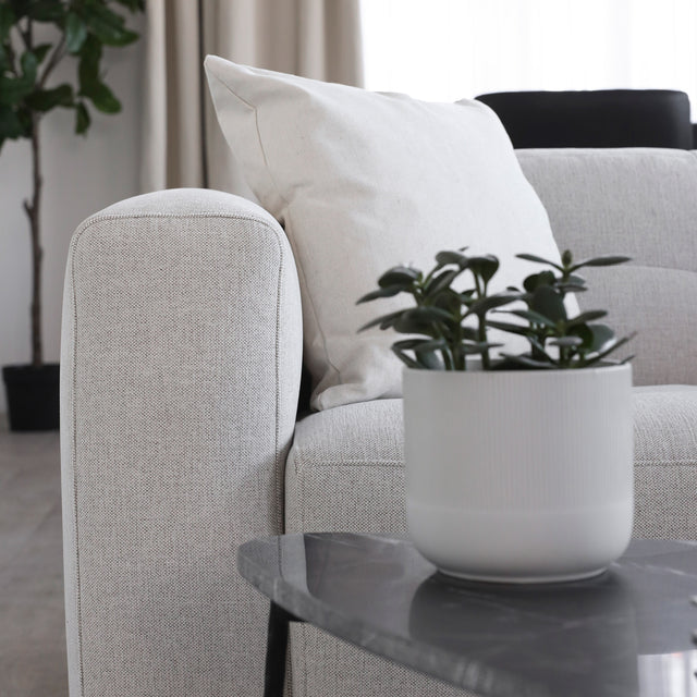 Emma modular in pale greige fabric 