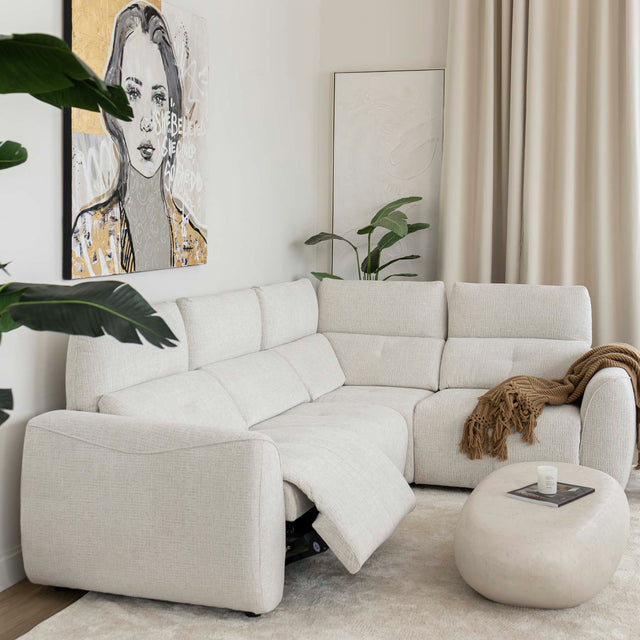 Sectionnel inclinable Éléna en tissu givré greige