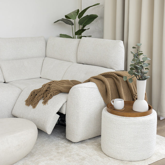 Sectionnel inclinable Éléna en tissu givré greige