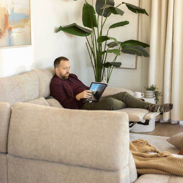 Sectionnel Gaspard en tissu sable fin