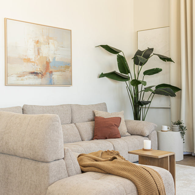 Sectionnel Gaspard en tissu sable fin