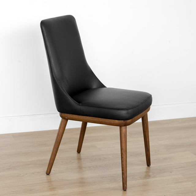 Chaise de salle à manger en cuir noir - Iris