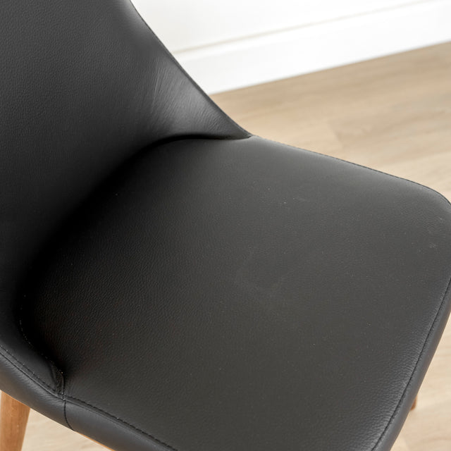 Chaise de salle à manger en cuir noir - Iris