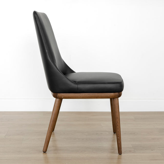 Chaise de salle à manger en cuir noir - Iris