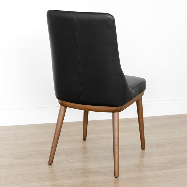 Chaise de salle à manger en cuir noir - Iris