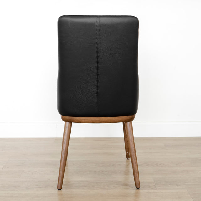 Chaise de salle à manger en cuir noir - Iris