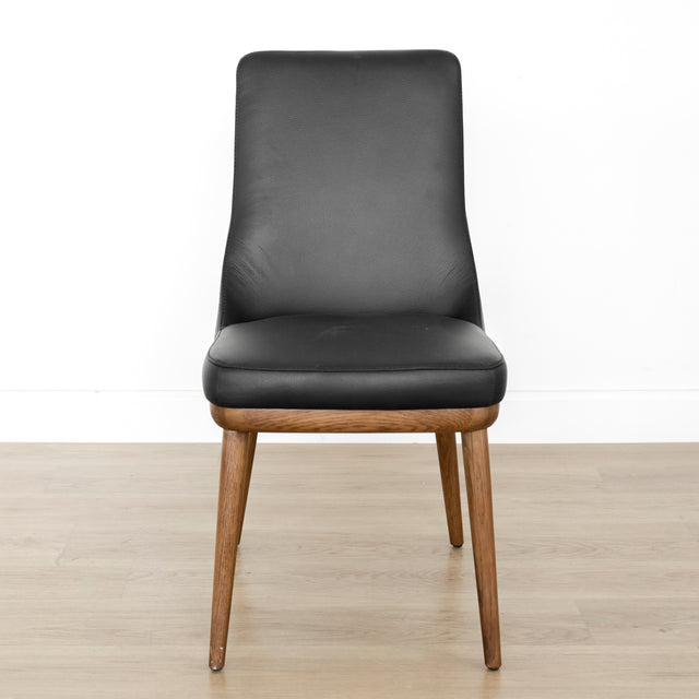 Chaise de salle à manger en cuir noir - Iris
