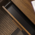Table de chevet en bois brun foncé avec tiroir et rangement ouvert au style contemporain.