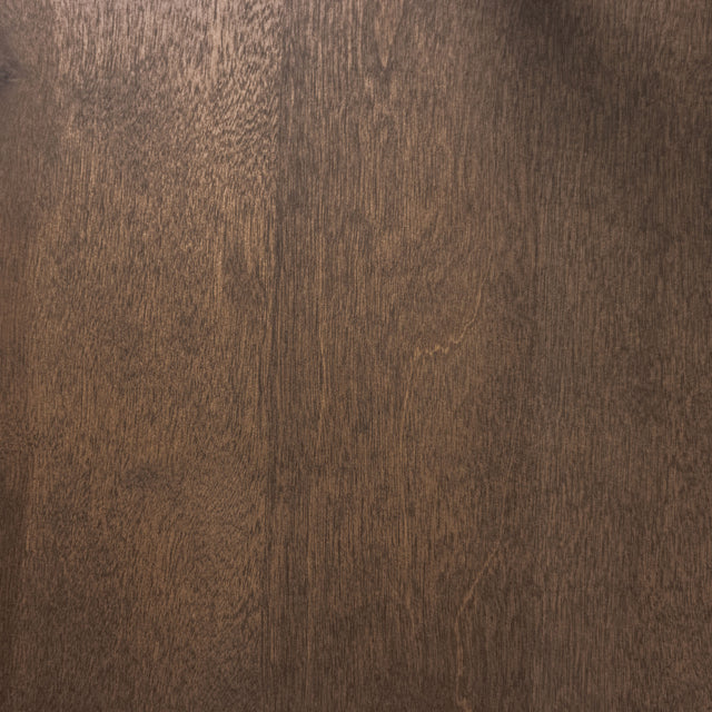 Table de chevet en bois brun foncé avec tiroir et rangement ouvert au style contemporain.