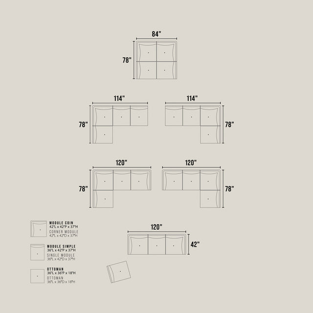 Modulaire Delano en tissu biscotte