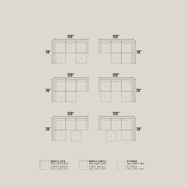 Modulaire Delano en tissu biscotte