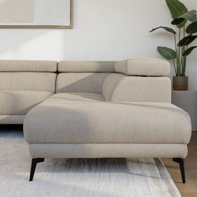 Sectionnel inclinable Léandre en tissu greige