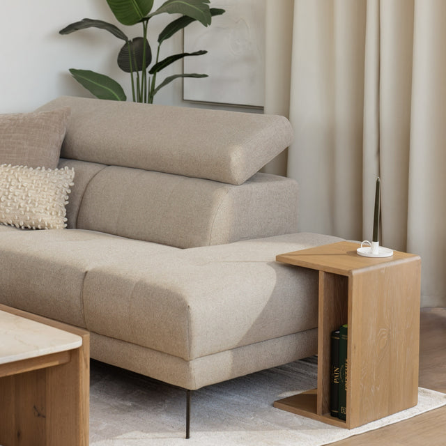 Sectionnel inclinable Léandre en tissu greige