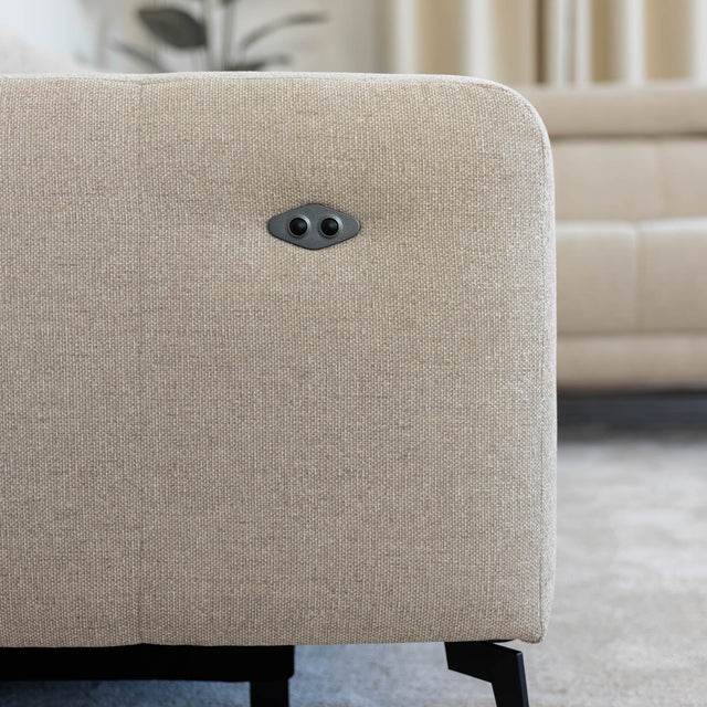 Sectionnel inclinable Léandre en tissu greige