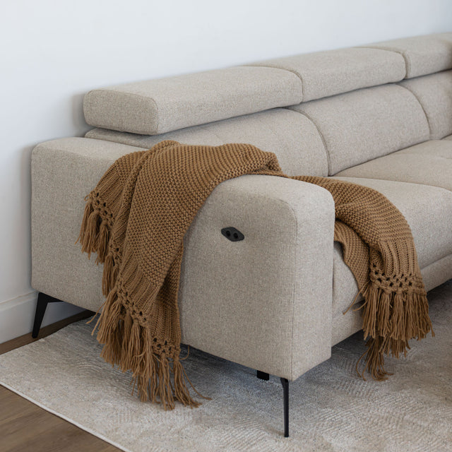 Sectionnel inclinable Léandre en tissu greige