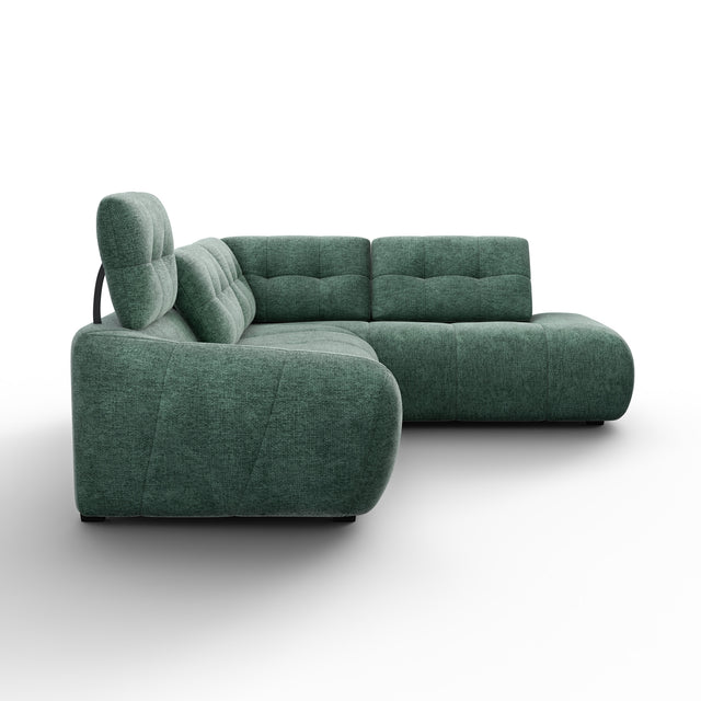 Modulaire en tissu vert, design moderne sur fond neutre.