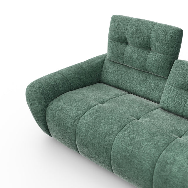 Modulaire en tissu vert, design moderne sur fond neutre.