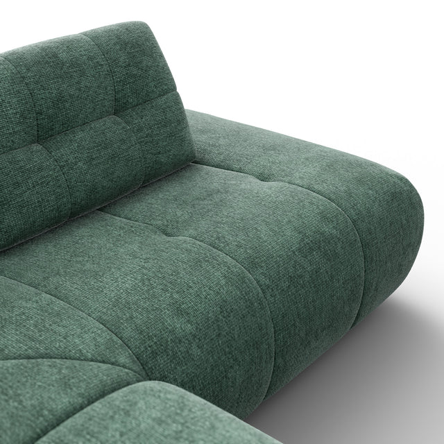 Modulaire en tissu vert, design moderne sur fond neutre.