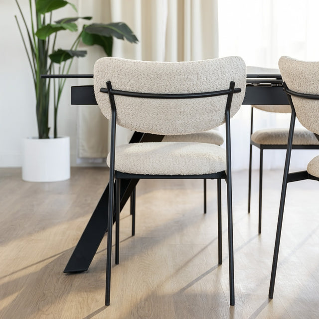 Cream bouclé fabric dining chair - Lydia