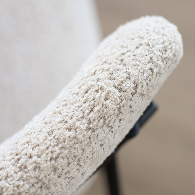 Cream bouclé fabric dining chair - Lydia