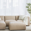 repose pied en cuir beige