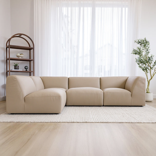 sofa modulaire beige en L 