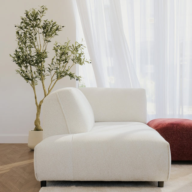 Milo Modular sofa in cream and burgundy fabric