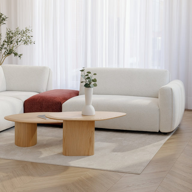 Milo Modular sofa in cream and burgundy fabric