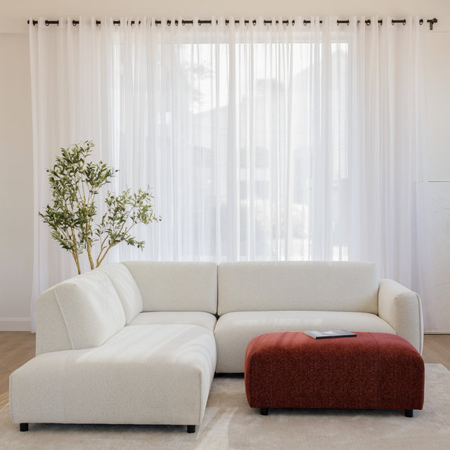 Milo Modular sofa in cream and burgundy fabric