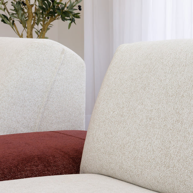 Milo Modular sofa in cream and burgundy fabric