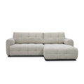 sofa modulaire en tissu terrazzo, design contemporain sur fond blanc.