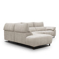 sofa modulaire en tissu sable fin,  au design contemporain sur fond blanc.