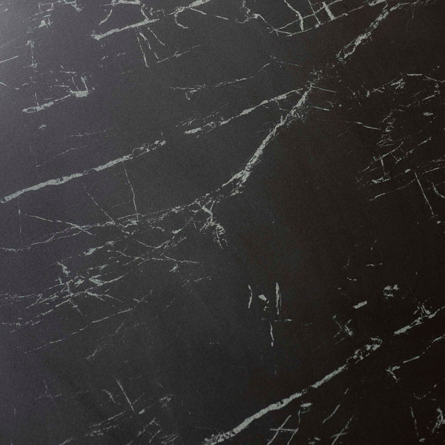 table de salle à manger extensible en céramique noire avec pattes angulaire sur fond blanc