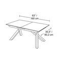 table de salle à manger extensible en céramique noire avec pattes angulaire sur fond blanc