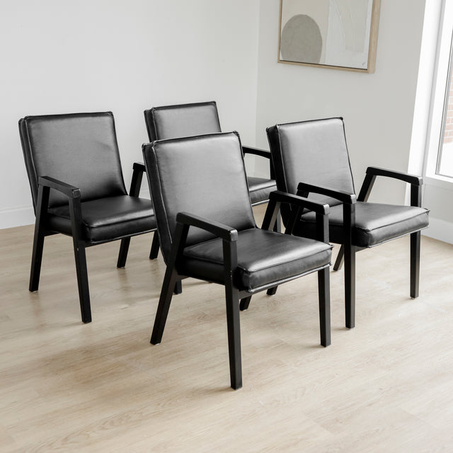 Ensemble de 4 chaises de cuisine en cuir végane noir - Panama