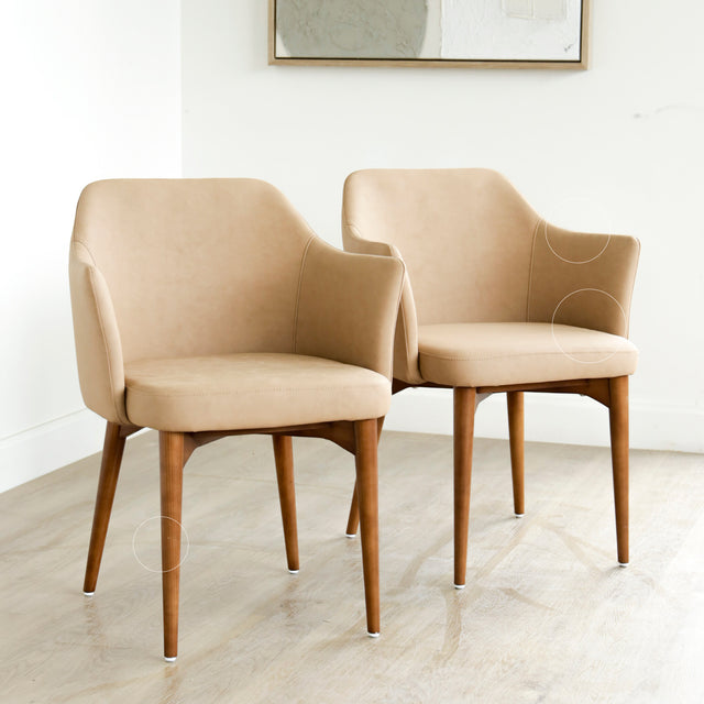 Ensemble de 2 chaises de cuisine tan - Oscar