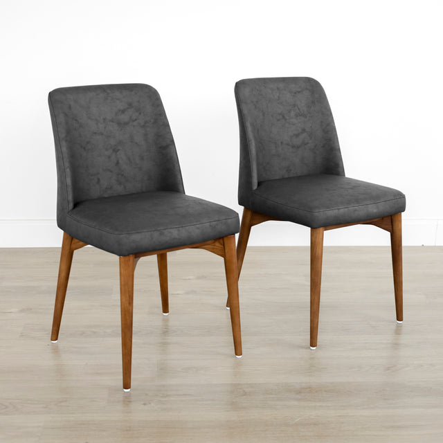 Ensemble de 2 chaises de cuisine en cuir végane noir - Odile