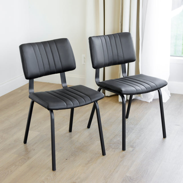 Ensemble de 2 chaises de cuisine en cuir végane noir - Mcgill