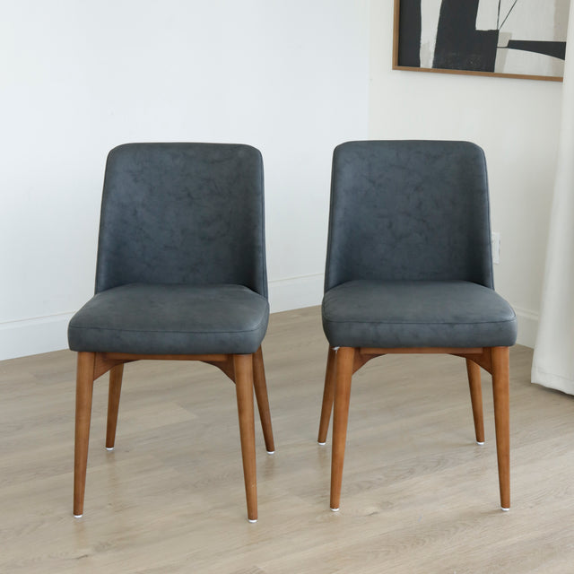 Ensemble de 2 chaises de cuisine en cuir végane noir - Odile