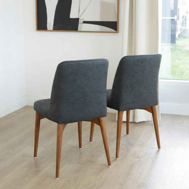 Ensemble de 2 chaises de cuisine en cuir végane noir - Odile