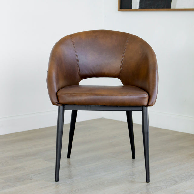 Chaise de cuisine en cuir végane cognac - Madison