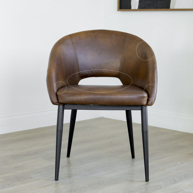 Chaise de cuisine en cuir végane cognac - Madison