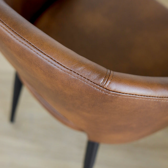 Chaise de cuisine en cuir végane cognac - Madison