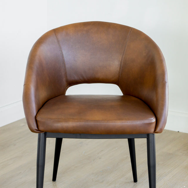 Chaise de cuisine en cuir végane cognac - Madison