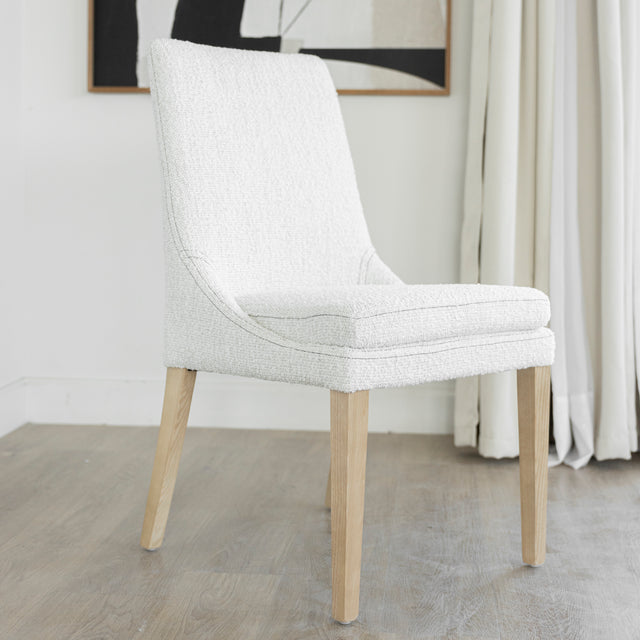 Chaise de cuisine en tissu bouclé ivoire - SINATRA