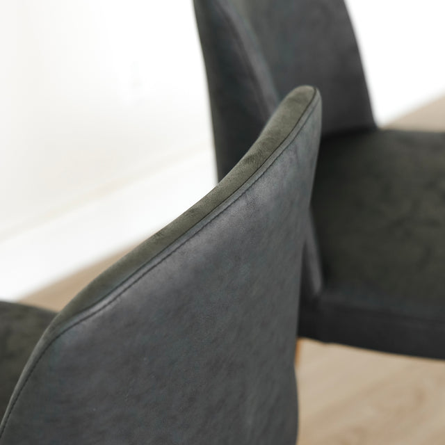 Ensemble de 2 chaises de cuisine en cuir végane noir - Odile