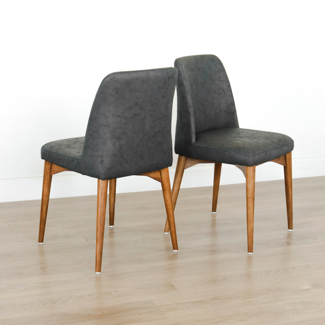 Ensemble de 2 chaises de cuisine en cuir végane noir - Odile