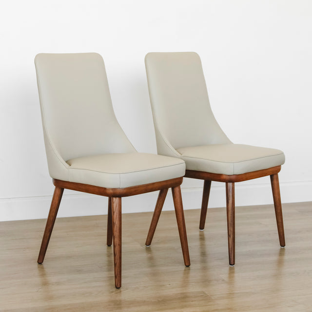 Ensemble de 2 chaises de salle à manger en cuir taupe - Iris