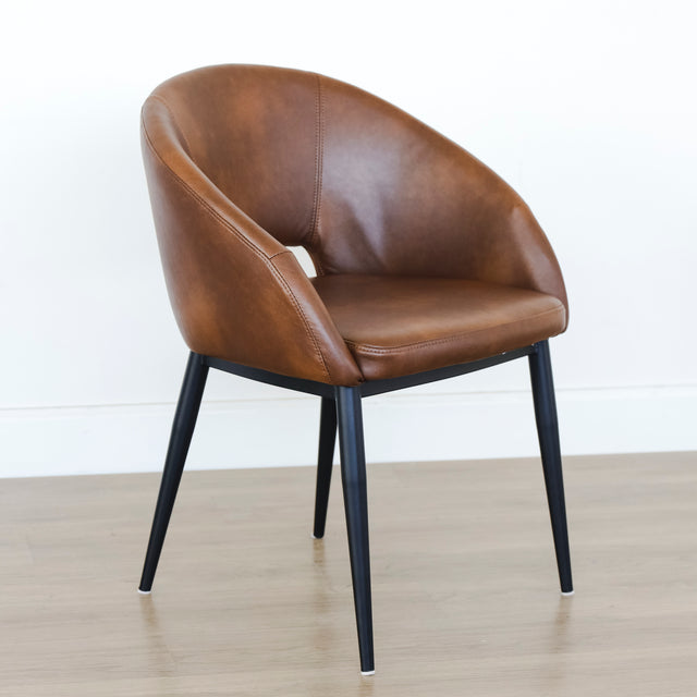Chaise de salle à manger en cuir végane cognac - Madison